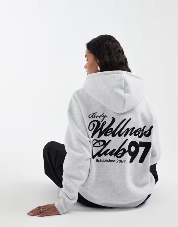 コットンオン レディース アウター パーカー・スウェット プラスサイズ グラフィック Cotton plush premium graphic hoodie in cloudy gray heather CLOUDY HEATHER GRAY グレー