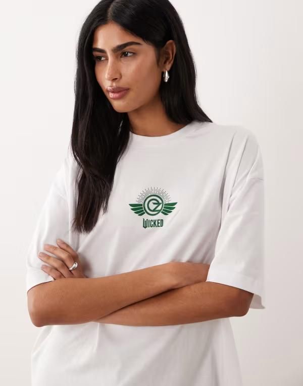 エイソス レディース トップス Tシャツ プリント シャツ ASOS DESIGN oversized tshirt with WICKED prints WHITE ホワイト