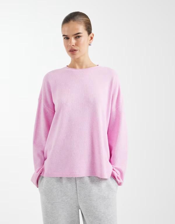 オンリー レディース アウター ニット・セーター ONLY round neck boxy knitop Super Pink ピンク 10,136円