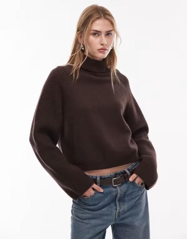 アンドアザーストーリーズ レディース アウター ニット・セーター タートルネック リブ ウール セーター Other Stories wool turtleneck ribbed sweater in dark Dark brown ブラウン