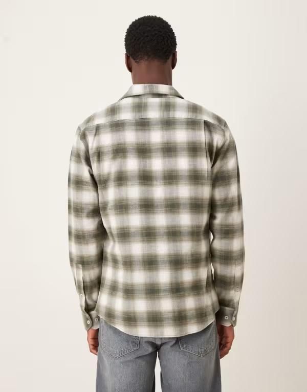 マンゴ メンズ トップス シャツ リラックスフィット コットン Mango 100 cotton relaxed fit flanel shirt in olive OLIVE GREEN グリーン