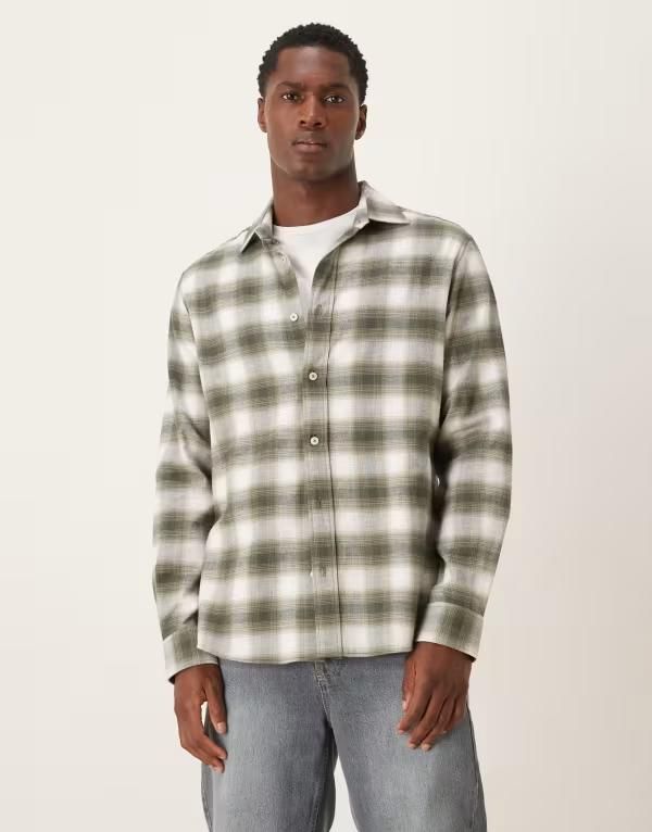 マンゴ メンズ トップス シャツ リラックスフィット コットン Mango 100 cotton relaxed fit flanel shirt in olive OLIVE GREEN グリーン