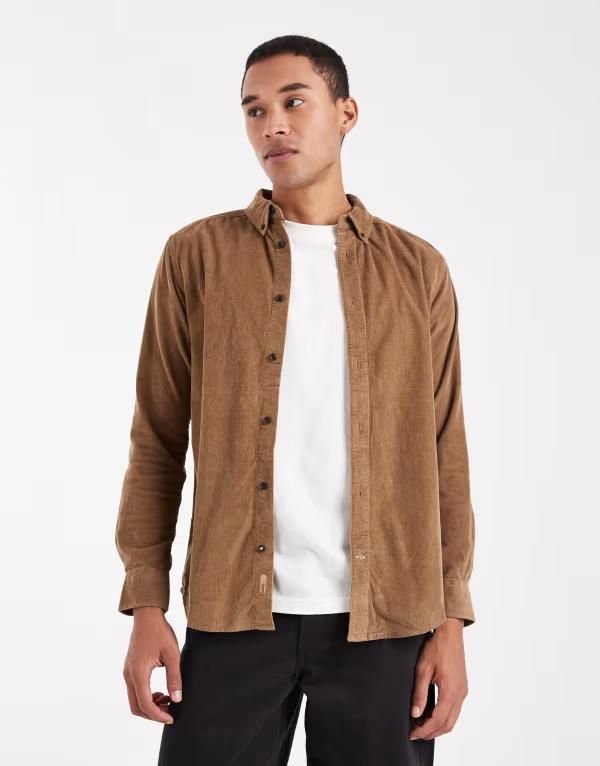 オンリーアンドサンズ メンズ トップス シャツ ONLY SONS cord shirt in light Otter ブラウン