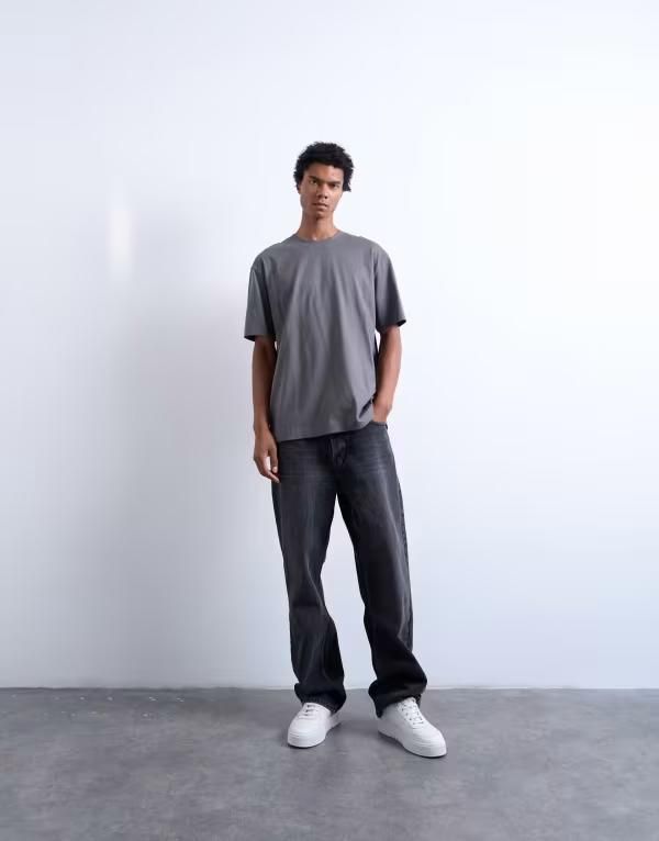 トップマン メンズ トップス Tシャツ Topman relaxed tshirt in charcoal CHARCOAL チャコール