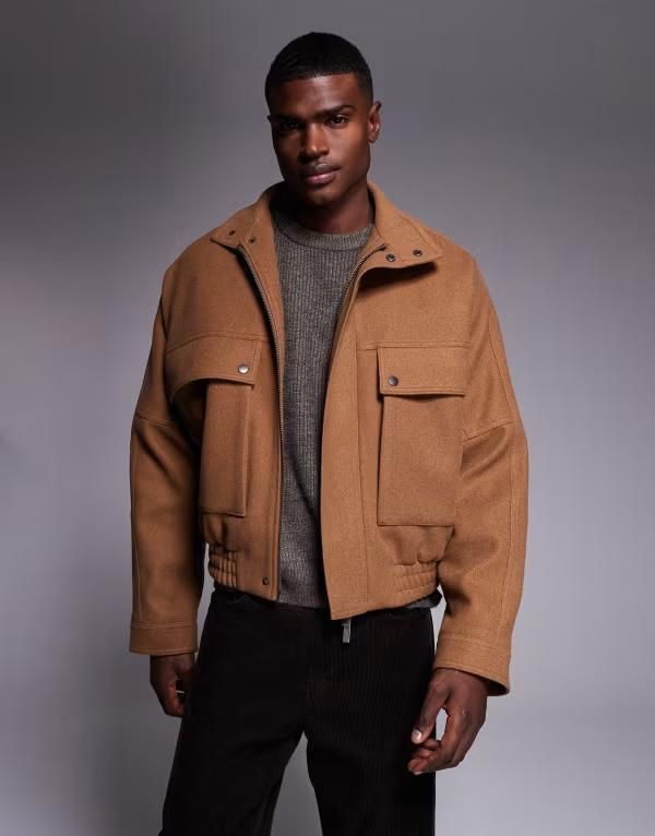 エイソス メンズ アウター ジャケット・ブルゾン ジャケット ASOS DESIGN harrington jacket in tobacco Tobacco 18,536円
