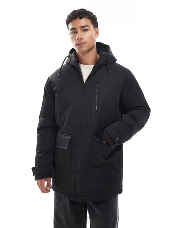 ジャック アンド ジョーンズ メンズ アウター コート パーカー ジャケット Jack Jones parka jacket Black ブラック