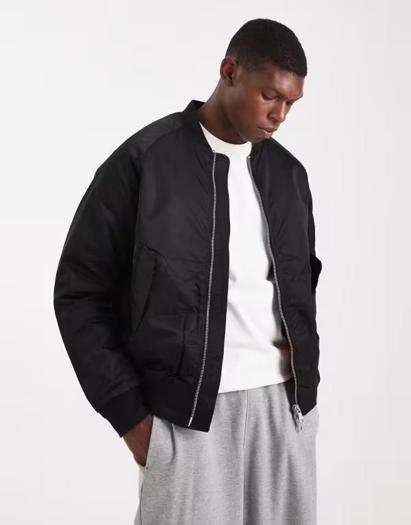 ジャック アンド ジョーンズ メンズ アウター ジャケット・ブルゾン コントラスト Jack Jones bomber with contrast lining Black ブラック