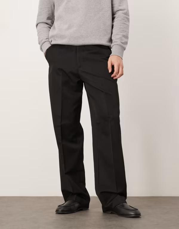 エイソス メンズ ボトムス カジュアルパンツ ワイドレッグ パンツ ASOS DESIGN smart wide leg pants Black ブラック