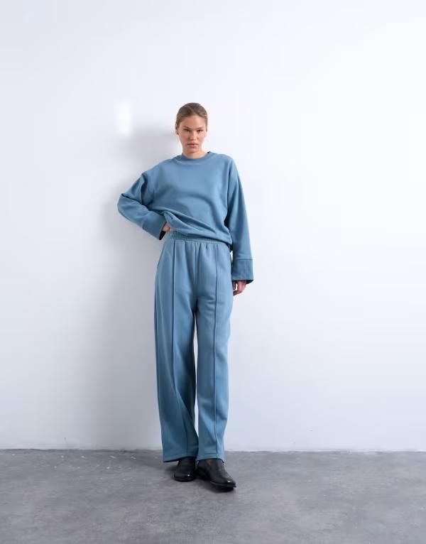 トップショップ レディース アウター パーカー・スウェット シャツ Topshop clean oversizedeep cuff sweatshirt BLUE ブルー
