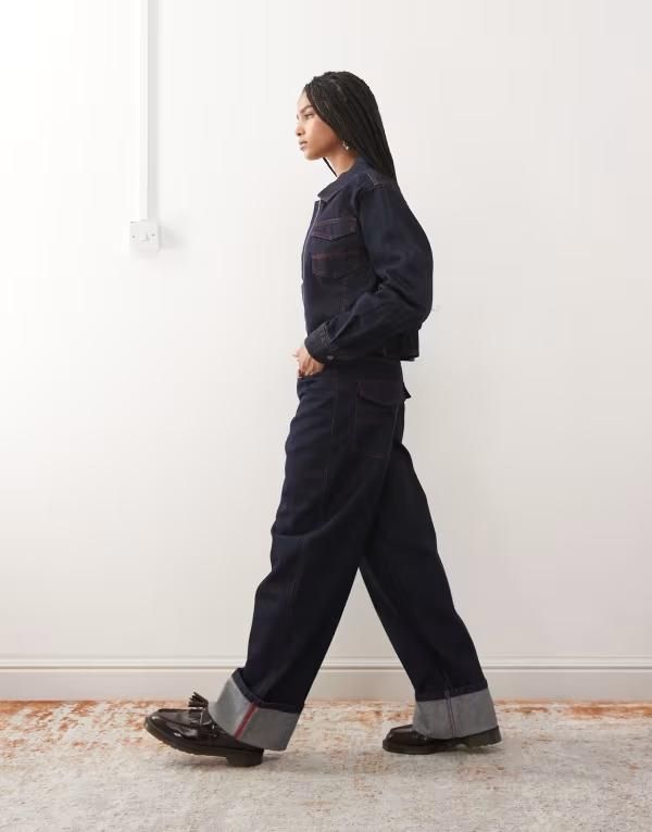 コルージョン レディース ボトムス デニムパンツ ジーンズ COLLUSION X002 baggy jeans with cinch back and turn up hem in rinse wash Rinse コルージョン レディース ボトムス デニムパンツ ジーンズ COLLUSION X002 baggy jeans with cinch back and turn up hem in rinse wash Rinse