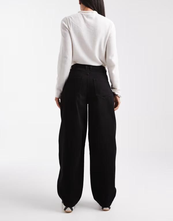 ミスセルフフリッジ レディース ボトムス デニムパンツ ジーンズ Miss Selfridge barrel leg jeans Black ブラック