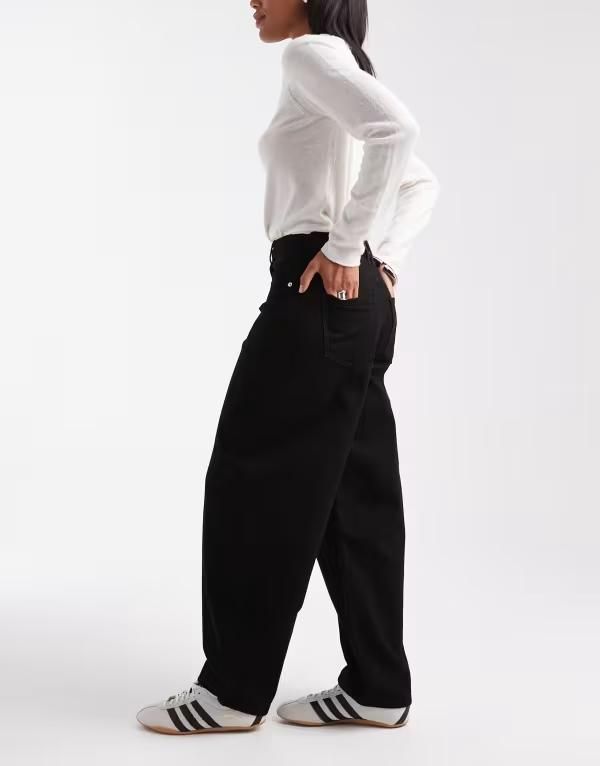 ミスセルフフリッジ レディース ボトムス デニムパンツ ジーンズ Miss Selfridge barrel leg jeans Black ブラック