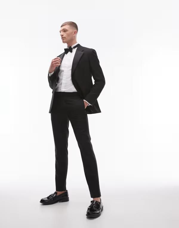 トップマン メンズ ボトムス カジュアルパンツ パンツ Topman skinny tux suit pants Black ブラック