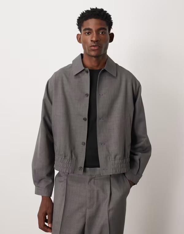 エイソス メンズ アウター ジャケット・ブルゾン ASOS DESIGN dressy blouson jacket in heather gray part of a set Gray グレー