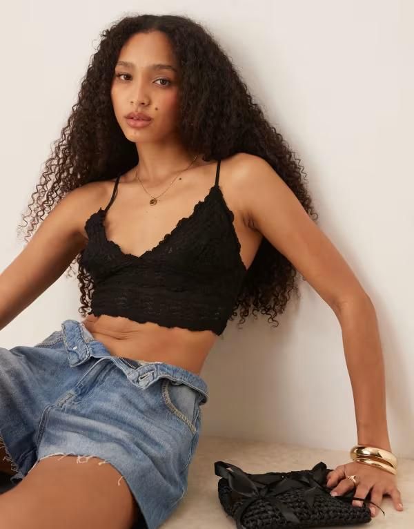 フリーピープル レディース アンダーウェア ブラジャー レース Free People amina lace bralette Black ブラック