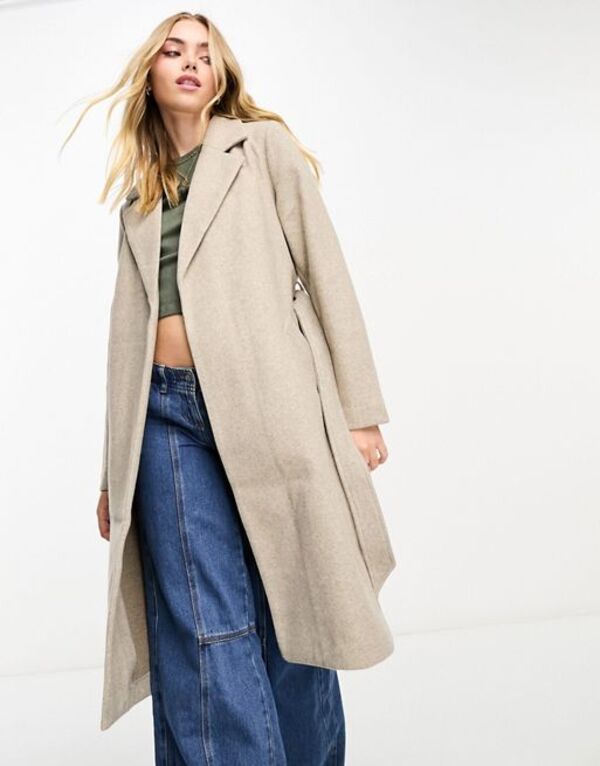 ヴェロモーダ レディース アウター コート ミディ Vero Moda belted formal midi coat in camel CAMEL キャメル