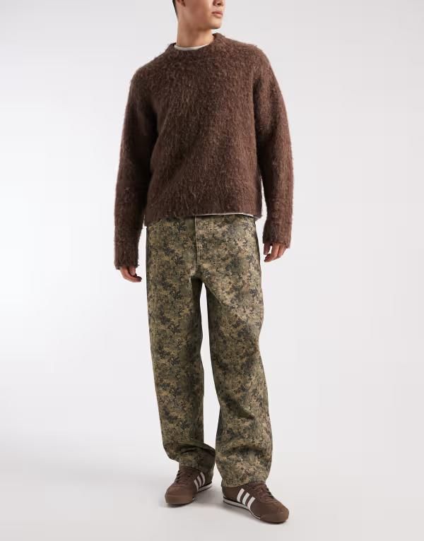 エイソス メンズ ボトムス カジュアルパンツ ASOS DESIGN loose straight pants in digi camo Multi マルチカラー