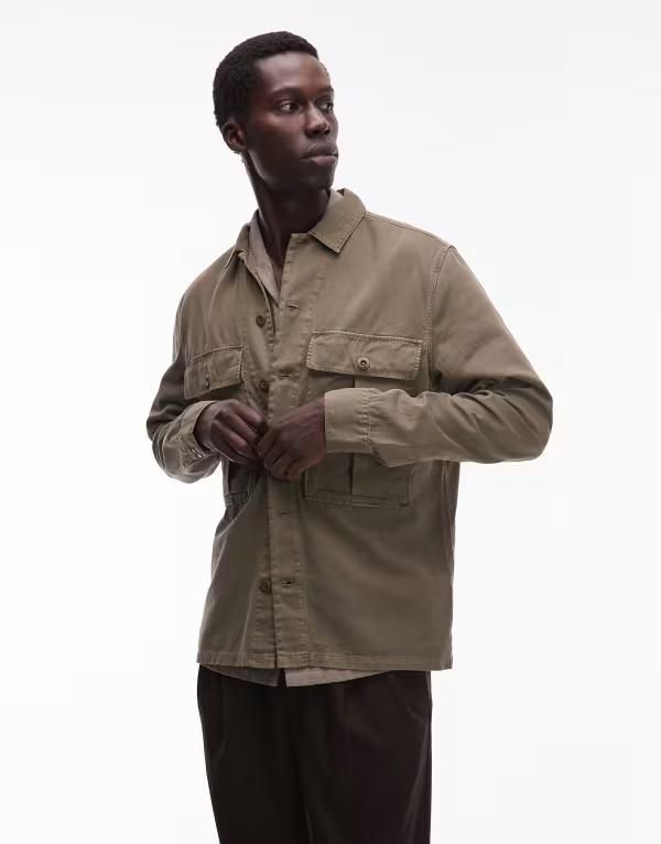 オールセインツ メンズ トップス シャツ Allsaints button up overshirt PASTORAL GREEN グリーン
