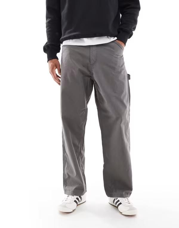 ジャック アンド ジョーンズ メンズ ボトムス カジュアルパンツ Jack Jones ripstop baggy fit carpenter pant Castlerock グレー