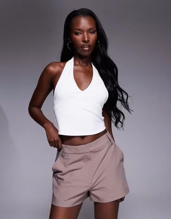 エイソス レディース ボトムス ハーフパンツ・ショーツ ショートパンツ ASOS DESIGN tailored micro shorts in taupe taupe トープ