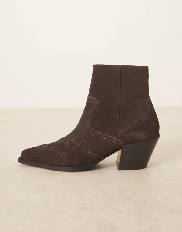 エイソス メンズ シューズ ブーツ・レインブーツ レザー ヒール ASOS DESIGN cuban heeled boots leather BROWN ブラウン