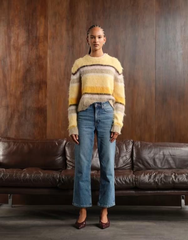 エイソス レディース ボトムス デニムパンツ ストレート アンクル ジーンズ ASOS DESIGN ankle grazer comfort stretch straight leg jeans in mid MID BLUE ブルー