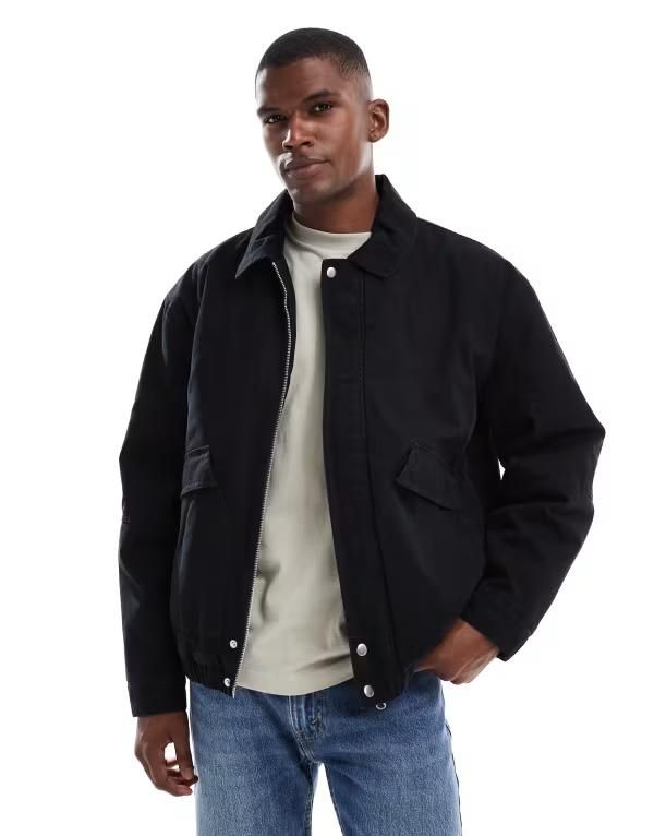 エイソス メンズ アウター ジャケット・ブルゾン ジャケット ASOS DESIGN washed bomber jacket Black ブラック