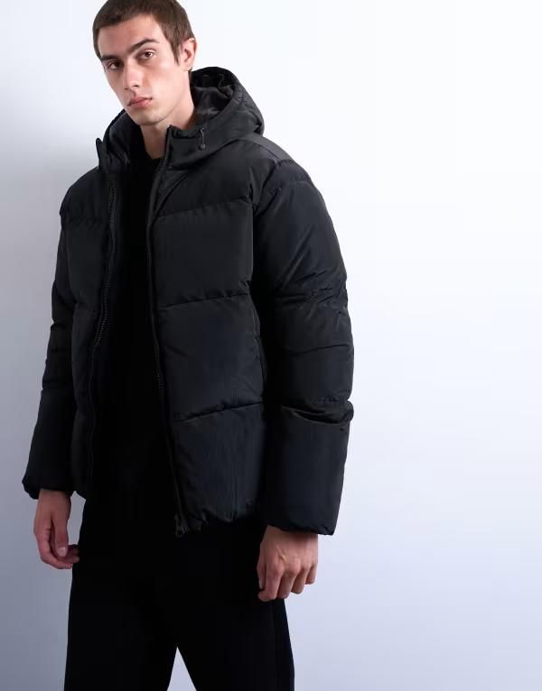 トップマン メンズ アウター ジャケット・ブルゾン ジャケット Topman textured puffer jacket Black ブラック
