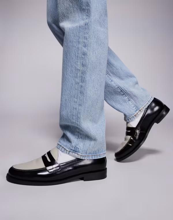 ウォークロンドン メンズ シューズ スリッポン・ローファー レザー ローファー Walk London Torbole saddle loafersoff white leather Black ブラック