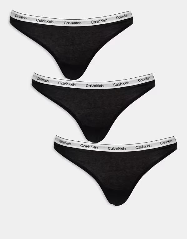 カルバンクライン レディース アンダーウェア ブリーフパンツ ロゴ Calvin Klein 3 pack modern logo thong Black ブラック