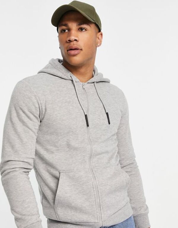 オンリーアンドサンズ メンズ アウター パーカー・スウェット フルジップ パーカー Only Sons zip through hoodie in light Light gray melange グレー