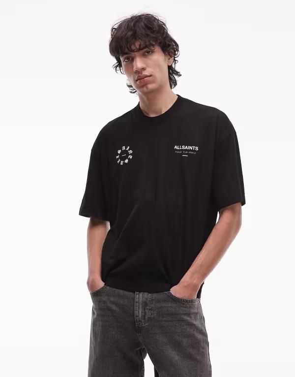 オールセインツ メンズ トップス Tシャツ Allsaints kindred tshirt in washed Jet Black ブラック