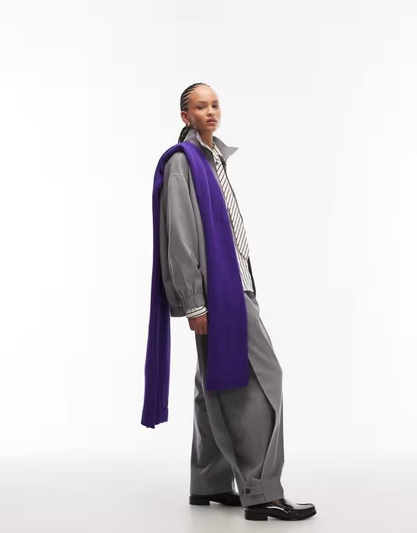 エイソス レディース ボトムス カジュアルパンツ プリーツ ASOS DESIGN tailored side pleated pants in charcoal チャコール