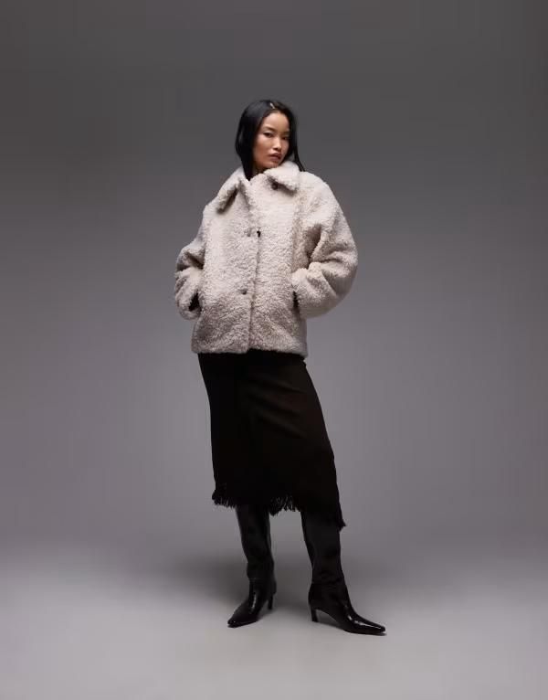 アンドアザーストーリーズ レディース アウター コート ミディ ウール ジャケット Other Stories wool rich midi length faux fur jacket BEIGE ベージュ