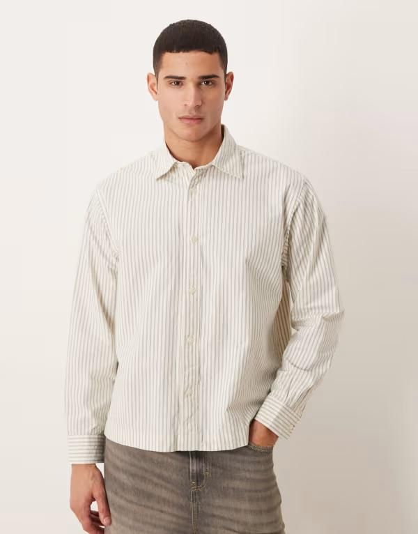 セレクテッドオム メンズ トップス シャツ Selected Homme oversized boxy striped shirt Cashmere Stripe ストライプ
