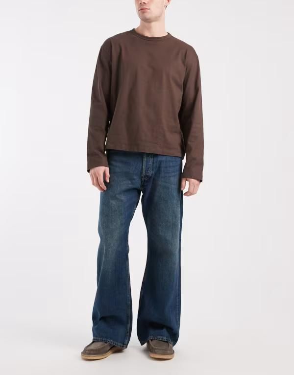 ジャック アンド ジョーンズ メンズ ボトムス デニムパンツ ジーンズ Jack Jones Intelligence Toby flared jeans in mid Blue Denim デニム
