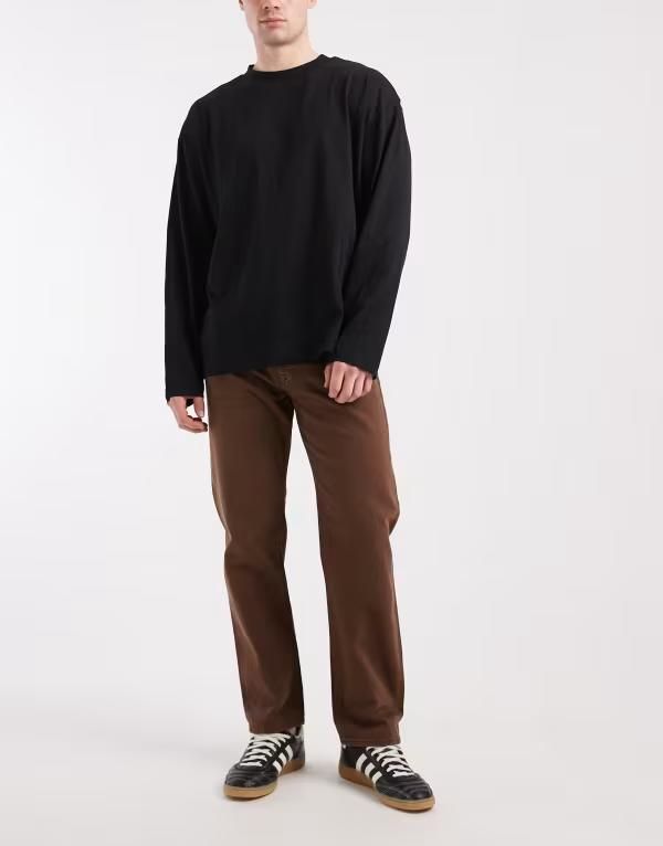 ジャック アンド ジョーンズ メンズ ボトムス デニムパンツ ジーンズ Jack Jones Intelligence Chris tapered jeans Chocolate Brown ブラウン