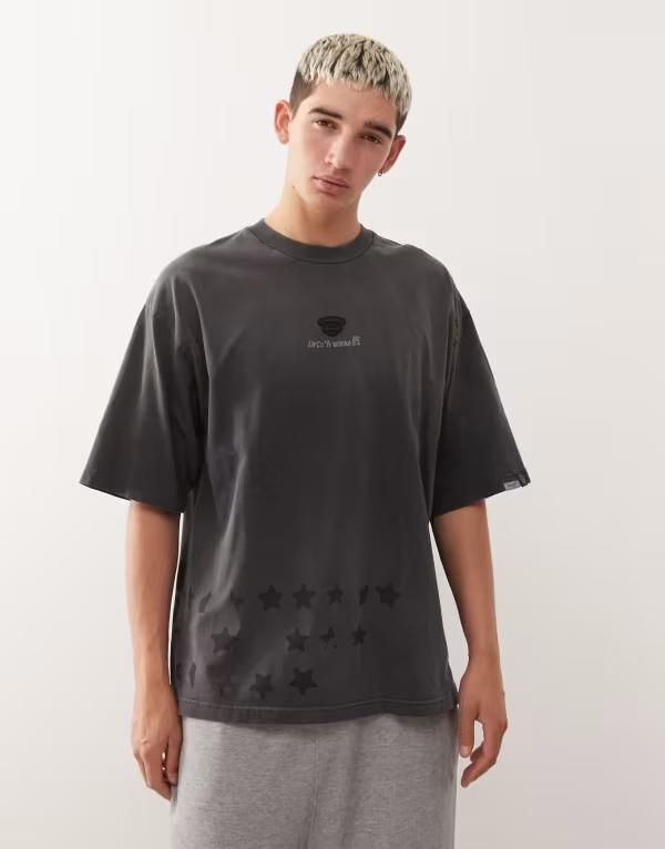 ベイシング エイプ メンズ トップス Tシャツ Aape by A Bathing Ape oversized tshirt with spray dye Gray グレー