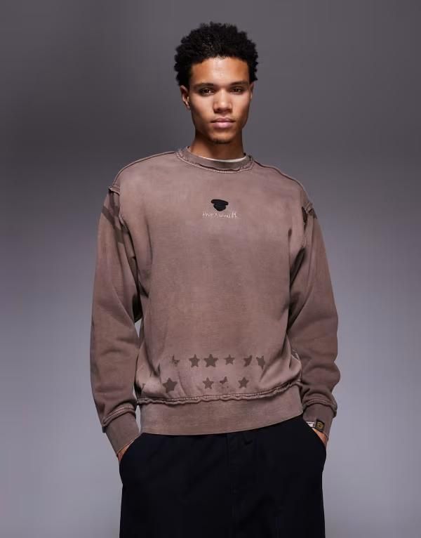 ベイシング エイプ メンズ アウター パーカー・スウェット シャツ Aape by A Bathing Ape sweatshirt spray dye BROWN ブラウン
