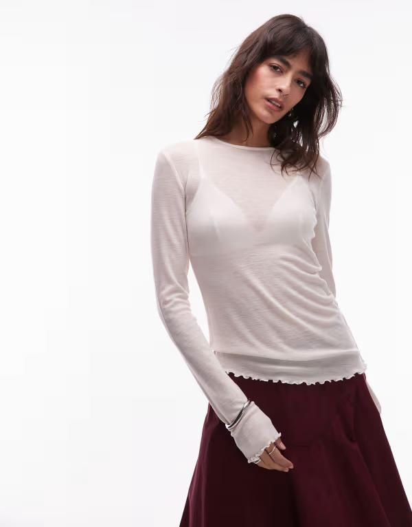 アンドアザーストーリーズ レディース アウター ニット・セーター ウール Other Stories pure woolettucedge long sleeve top withumbhole detail White ホワイト