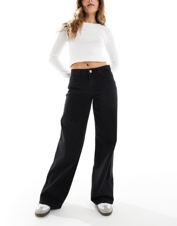 ピーシーズ レディース ボトムス デニムパンツ ワイドレッグ ジーンズ Pieces Selma wide leg jeans Black ブラック 18,360円