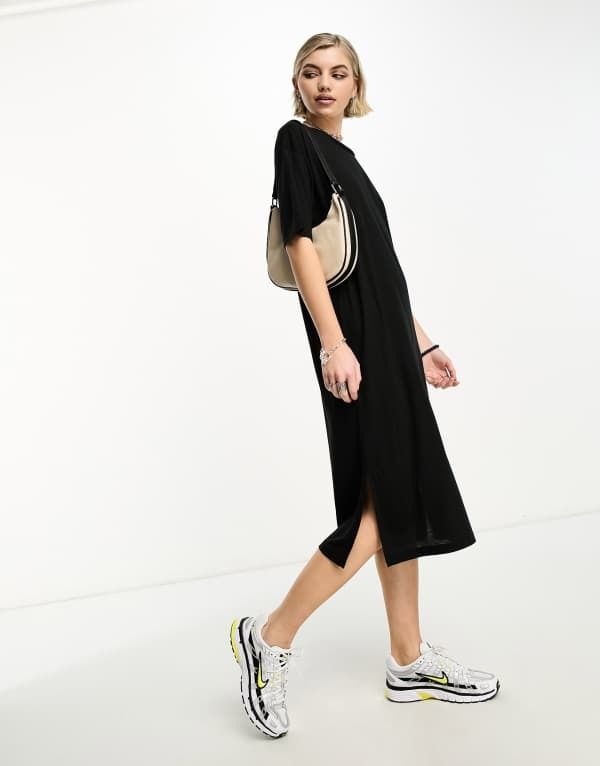 ノイジーメイ レディース トップス ワンピース シャツワンピース Tシャツ Noisy May oversized tshirt dress Black ブラック