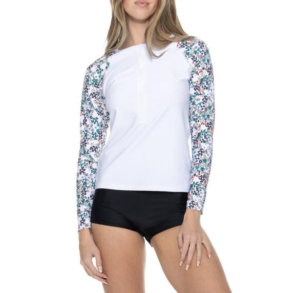 クリムゾンクローバー レディース トップス シャツ Krimson Klover Mae Rash Guard UPF 50 Zip Neck Long Sleeve Alpine Floral White ホワイト