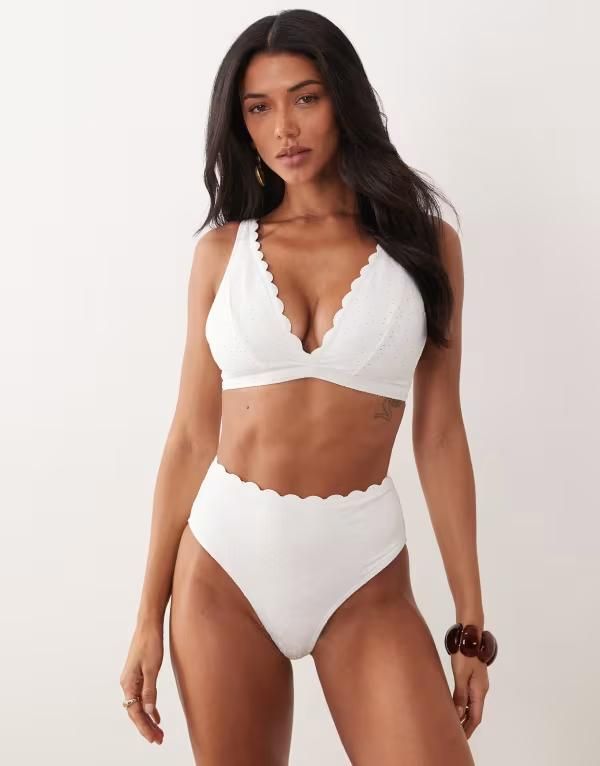 ピークボー レディース 水着 トップのみ Peek Beau plunge bikini top broderie White ホワイト