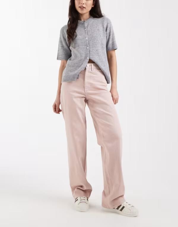 ヴェロモーダ レディース ボトムス デニムパンツ ワイドレッグ ジーンズ Vero Moda Tessa high waisted wide leg jeans in pale Violet Ice バイオレット