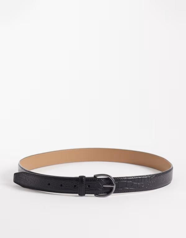 マンゴ メンズ アクセサリー ベルト レザー Mango textured leather belt Black ブラック 15,385円