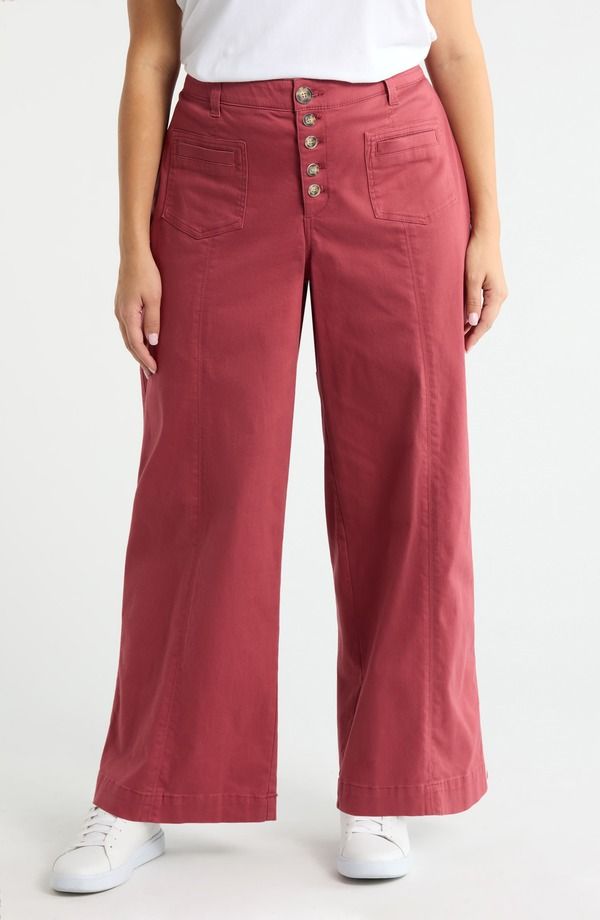 ウィットウィズダム レディース ボトムス レギンス ワイドレッグ パンツ Wit Wisdom Skyrisexposed Button Wide Leg Twill Pantspiced Tea 19,236円
