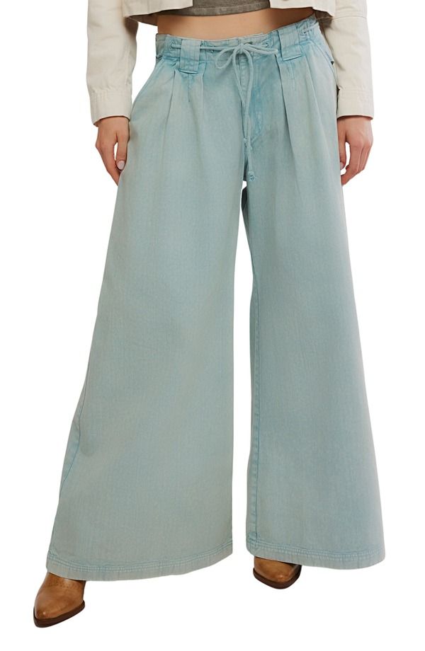 フリーピープル レディース ボトムス レギンス ワイドレッグ パンツ Free People Julien Wide Leg Chino Pants Pearl Blue パール