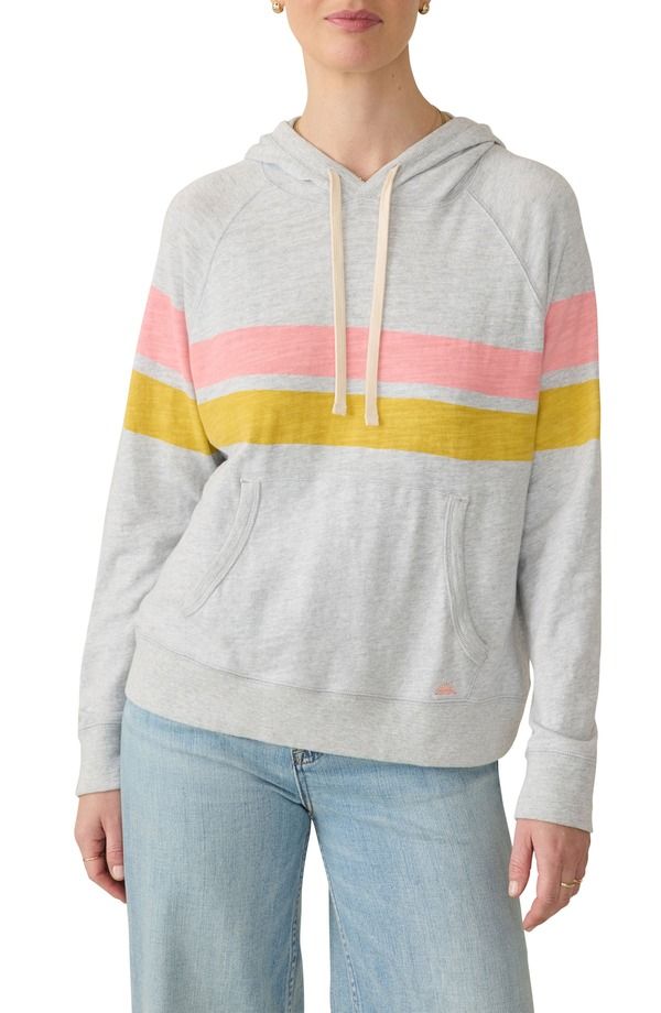 ファレティ レディース アウター パーカー・スウェット コットン Faherty Sunwashed Stripe Slub Organicotton Hoodie Golden Sunset Stripe ストライプ