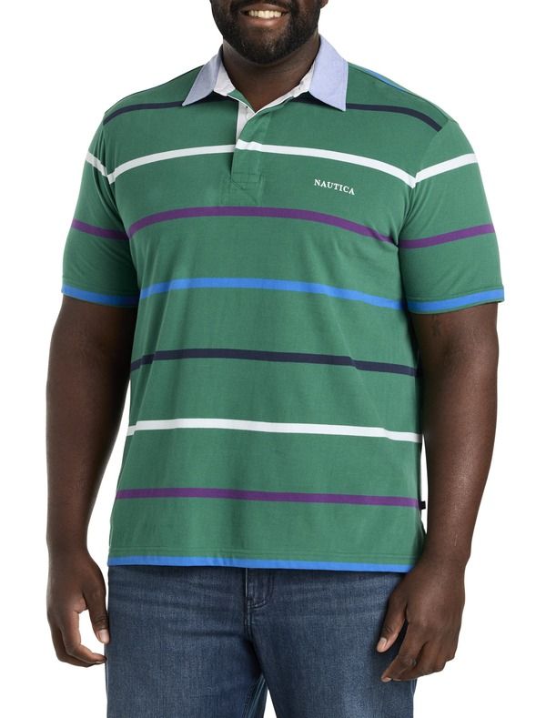 ナウティカ メンズ トップス ポロシャツ Nautica Striped Rugby Polo Shirt Greenleaf ストライプ
